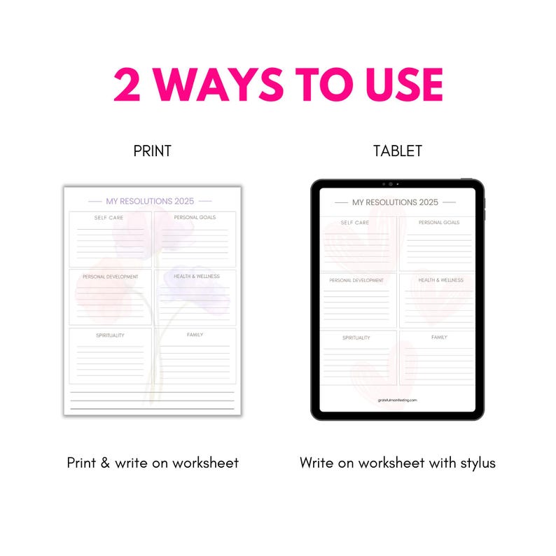 2025 New Year's Resolutions Template PDF | Worksheet | Printable | New ...