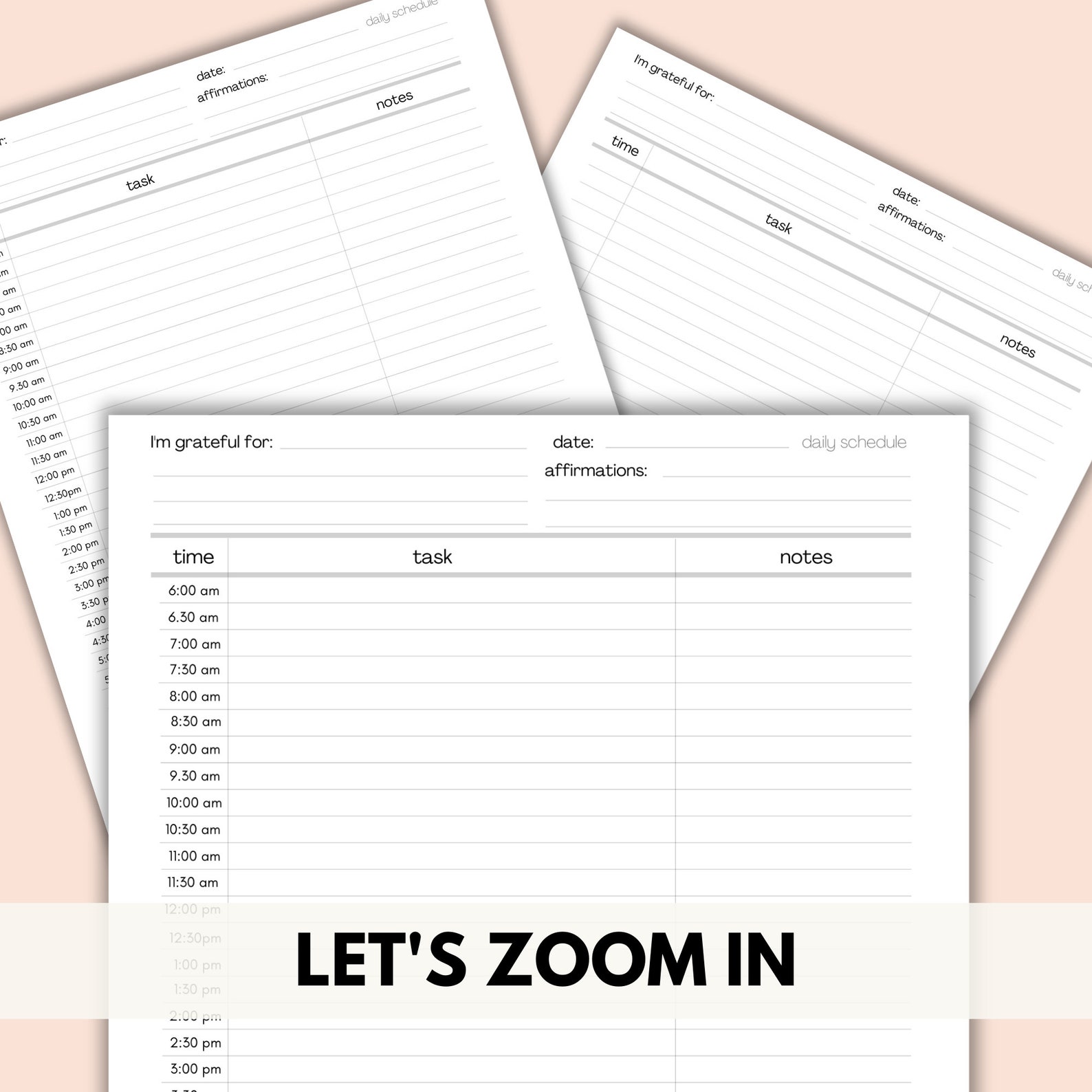 Daily Schedule Planner Half Hour Blank Fillable PDF Standard PDF ...