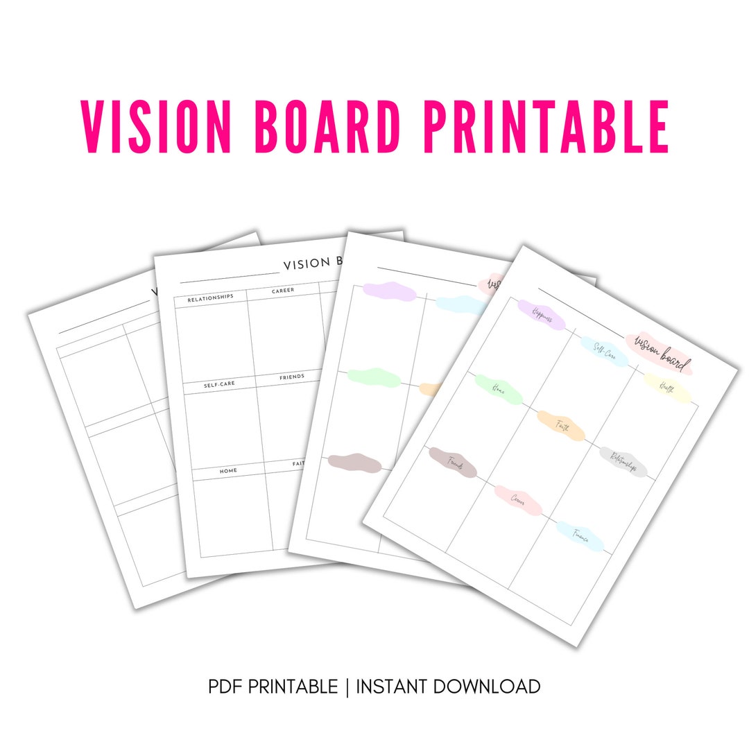 Family and Kids Vision Board Kit 2024 printable Inspirational