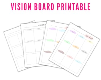 Afdrukbaar Vision Board | Focusbord afdrukbaar | Visiebord pdf | Eenvoudig, minimalistisch visionboard | Doelplanner | Afdrukbaar Vision Board