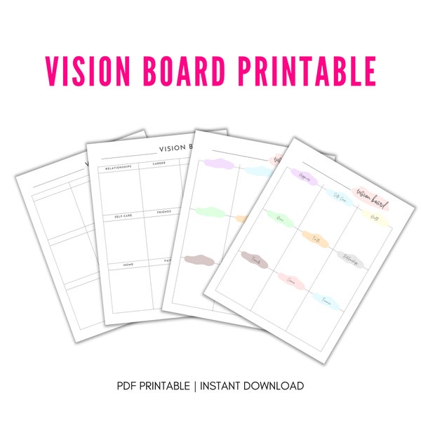 Vision Board Printable | Focus Board Printable | Vision Board PDF | Simple, Minimalist Vision Board | Goal Planner | Printable VIsion Board