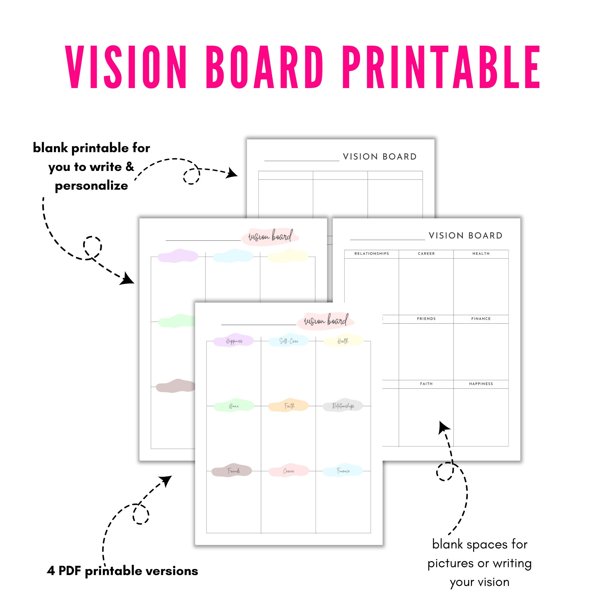 Vision Board Printable Focus Board Printable Vision Board - Etsy