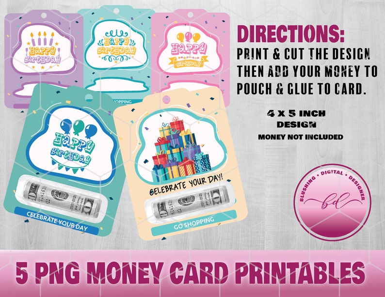 Birthday Gift Printable Money Card Lip Balm Money Card PNG Etsy