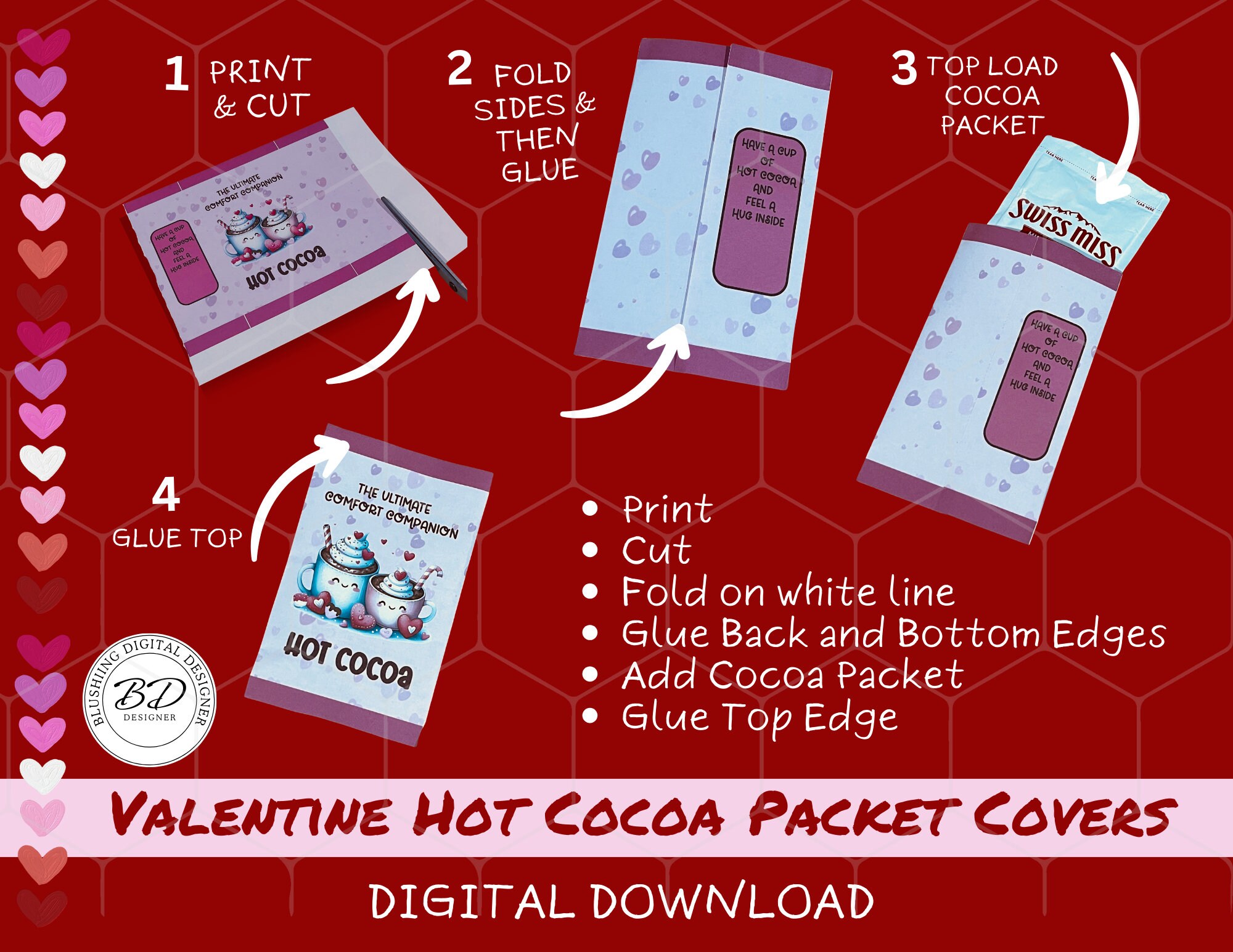 Printable Digital Download Cocoa Packet Cover, Hot Chocolate Cocoa ...