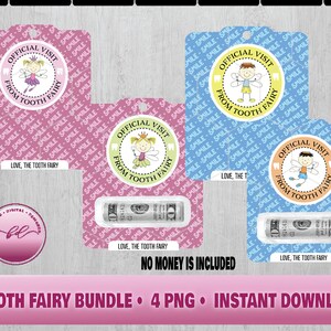 Kinder Zahnfee Lippenbalsam Geschenkkarte Geldhalter, herunterladbares PNG BUNDLE zum Ausdrucken und Schneiden, Chapstick Geschenk Kartenhalter