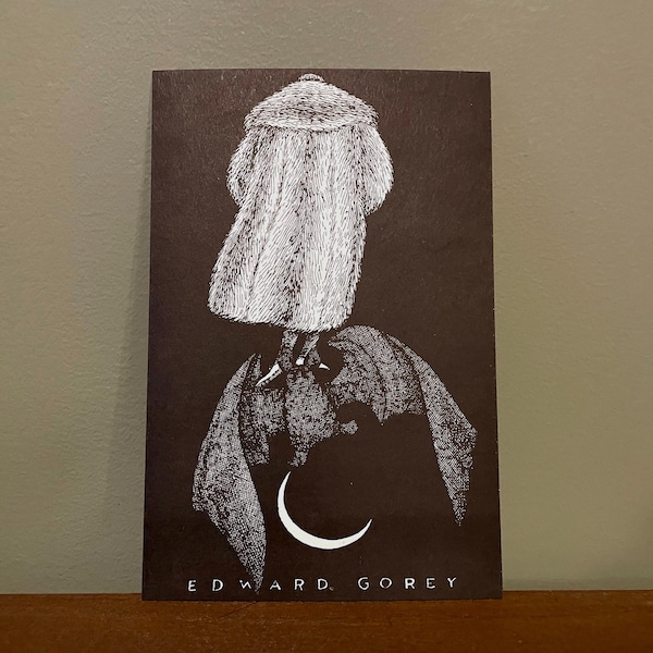 VINTAGE 1986 Edward Gorey Postcard from Gotham Book Mart NYC