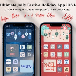 Christmas Holiday Theme - Aesthetic iOS16 App Icons Bundle, iOS14 App Wallpapers, Christmas Theme, Social App, iOS 16, Winter Aesthetic