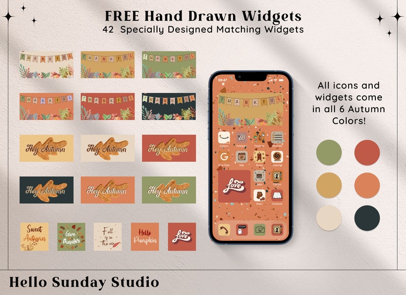 Autumn Holiday Aesthetic - Hand Drawn Ios16 App Icons Bundle, Ios14 App ...