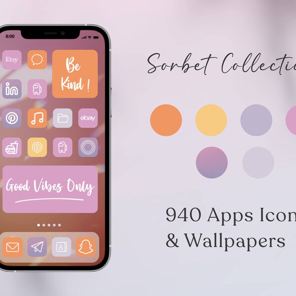 Sorbet Celestial Pastel Aesthetic Chic iPhone iOS 14 App Icons pack, Minimal App Cover, Home Screen Icon, Wall Paper, Widget, Digital Art