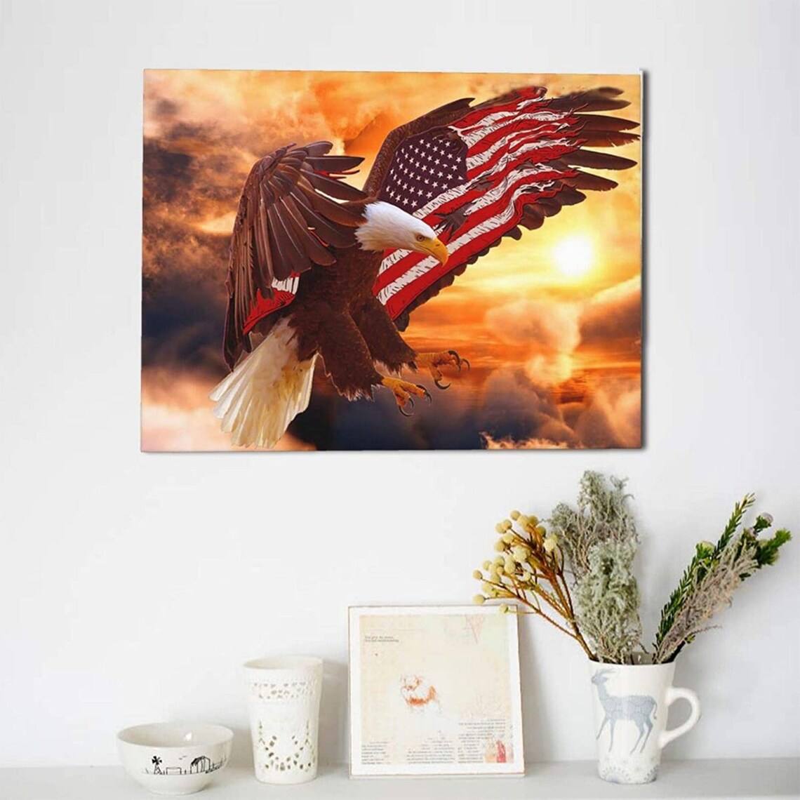 American Bald Eagle Wall Art Flying Eagle Canvas Prints Etsy
