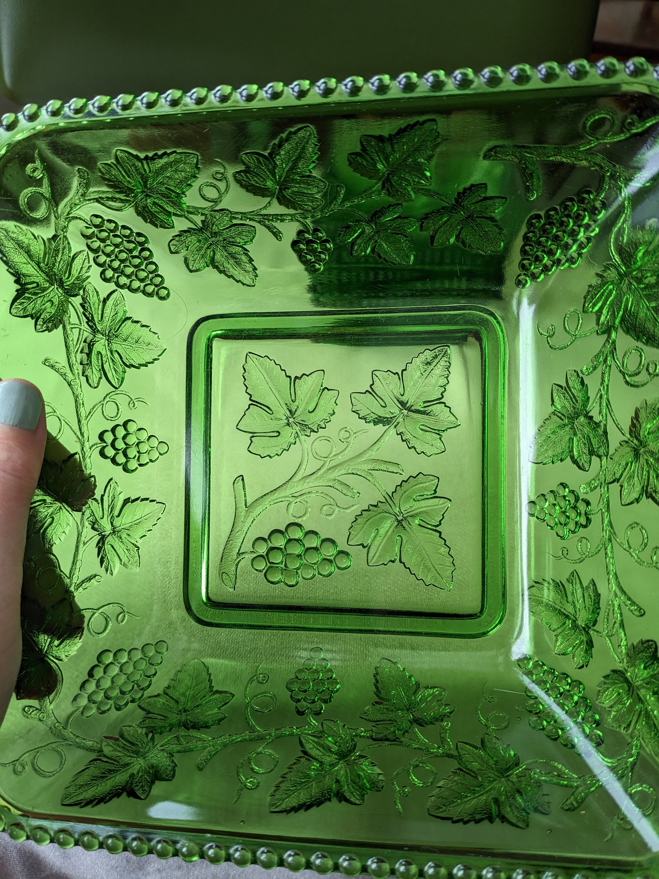 Antique Emerald Green Glass Serving Bowl & Berry Bowls 1899 Etsy