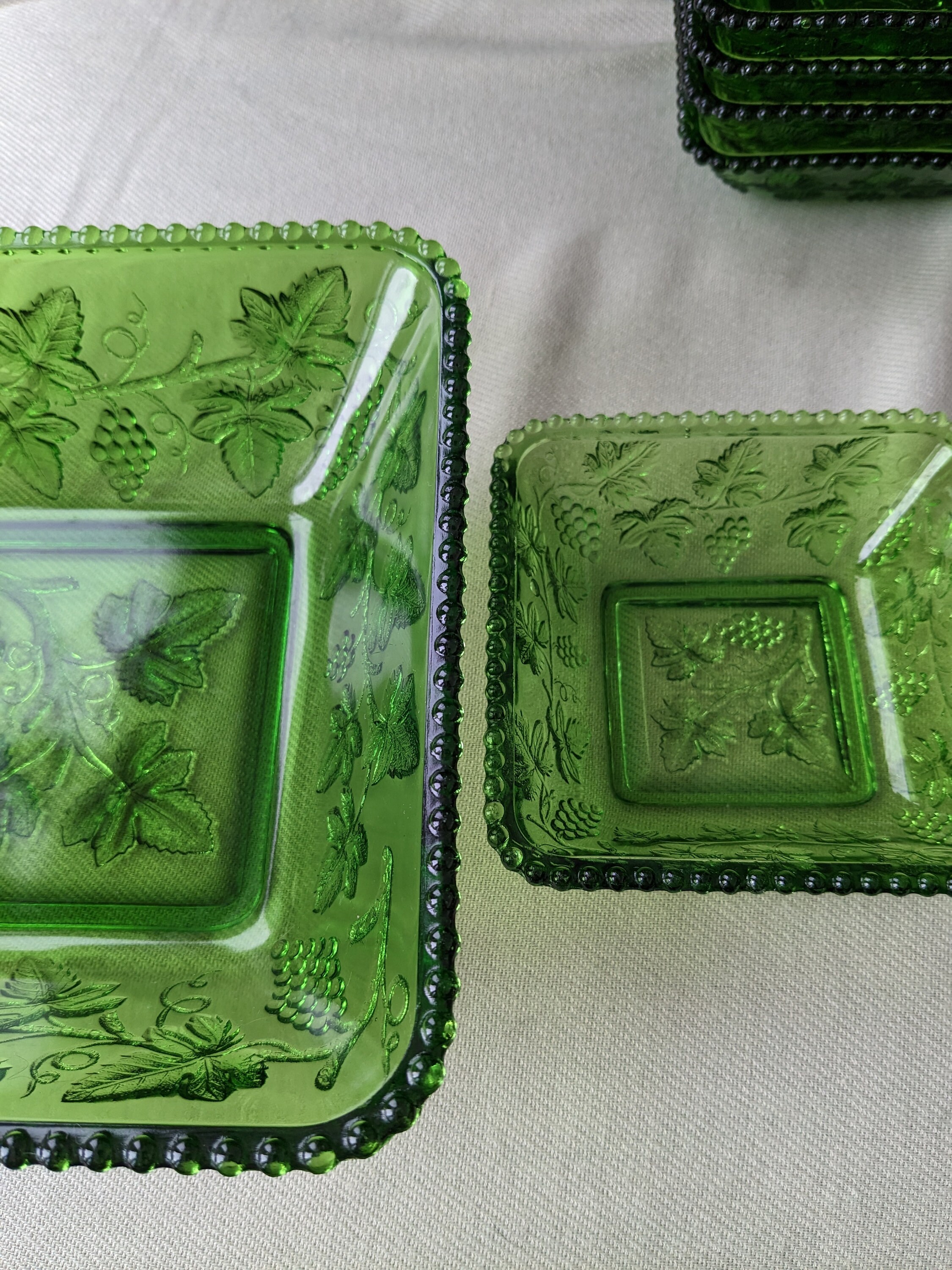 Antique Emerald Green Glass Serving Bowl & Berry Bowls 1899 Etsy