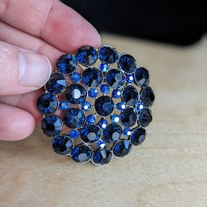 Retro 1960s blaue Strass funkelnde Brosche