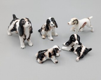 Vintage 5 Piece Mixed Collection of Bone China Dog Figurines - Adorable MCM Dainty Decor