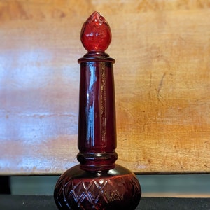 Vintage Avon Ruby Red Genie Mini-Decanter with Top - Originally for Perfume or Cologne