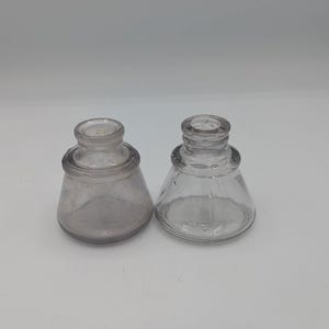Set of TWO Antique Cone Inkwells by Sanford - 2.5" Tall, Beautiful Collectible Condition