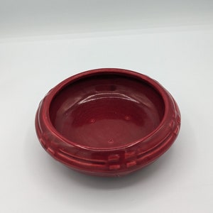 Signed (b. 58) Vintage Studio Pottery Bowl - Red Glaze, Unique Shape