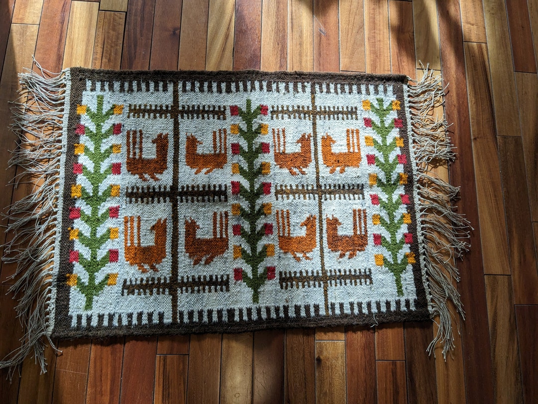 1955 RARE Handmade Polish Kilim Tapestry/rug ORIGINAL TAG Etsy