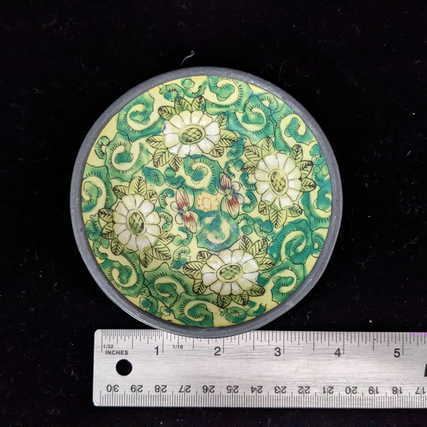 Neiman Marcus Cloisonne Trinket Dish - Japanese Ceramic on Pewter, Hand-Painted in Hong Kong