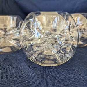 4 Unique Vintage Tea Light Holders - Delicate Glass with Glass Tubes Pulled Inside