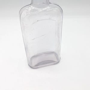 Antique Clear Flask-Shape Glass Bottle with Screw Top and Bubbles