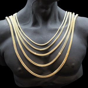 10K Real Gold Franco Chain - 16&quot;/18&quot;/20&quot;/22&quot;/24&quot; length and 1.8MM/2MM/2.5MM/3MM/3.5MM/4MM for Women/Men