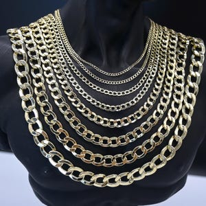 10K Real Gold Cuban Curb Chain - 10K Gold Chain - Miami Chain Necklace -Real Yellow Gold 16&#39;&#39;18&#39;&#39;22&#39;&#39;24&#39;&#39;26&#39;&#39;Gold Chain for Men - Women