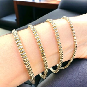 14K SOLID Real Gold Diamond Cut Ice Bracelet Yellow Gold- Real Stylish Cylinder Bracelet