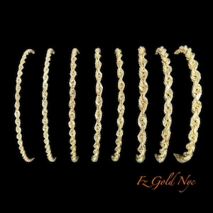 10K Real Gold Rope Chain Bracelet-Rope Chain-Twisted Diamond Cut Bracelet-10K Gold Bracelet 8''- for Men-Women