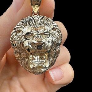 14K massief goud - brullende leeuw hanger - diamant geslepen glanzende bedel - kerstcadeau - leeuw hanger - 3 maten - echt geelgoud