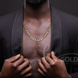 14K Real Gold Figaro  Chain Necklace Thick Link Chain, Gold Figaro Chain, for Men / Women