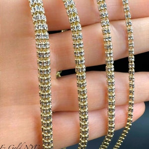14K SOLID Real Gold Diamond Cut Ice Link Chain Necklace Yellow Gold ...