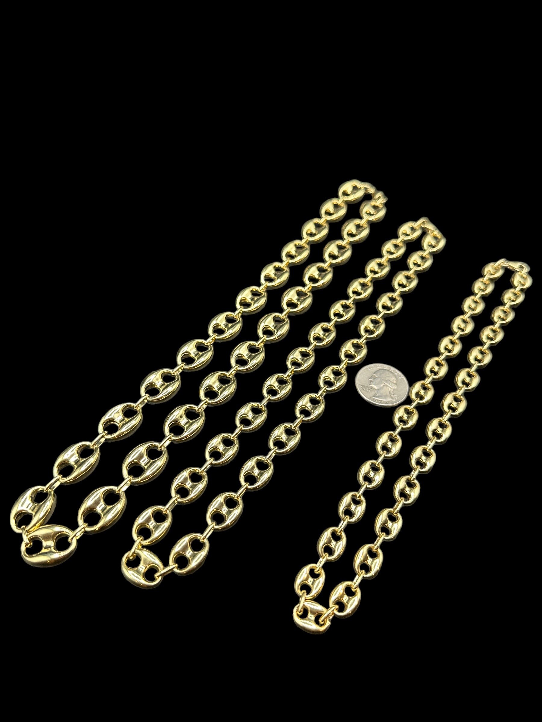 19mm Bold Puffed Mariner Anchor Link Chain Necklace Real 10K Yellow