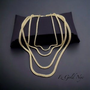 14K SOLID Real Gold Diamond Cut Ice Link Chain Necklace Yellow Gold ...
