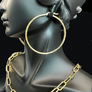 10K Real Gold Diamond Cut Hoop Earrings | 2.0mm X 25/30/40/50/60/70  Real Yellow Gold