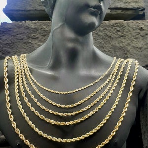 10K Solid Echt Gold Seil Kettenhalskette - Twisted Diamond Cut Kette - Männer und Frauen - Seilkette - 10K Solid Kette - Seilketten Halskette