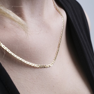 10K Real Solid  Gold- Mariner Anchor Link Chain Necklace - Necklace Jewelry - 3.2MM  --  16&quot;/18&quot;/20&quot; Lengths - For Women/Men