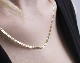 10K Real Solid  Gold- Mariner Anchor Link Chain Necklace - Necklace Jewelry - 3.2MM  --  16"/18"/20" Lengths - For Women/Men