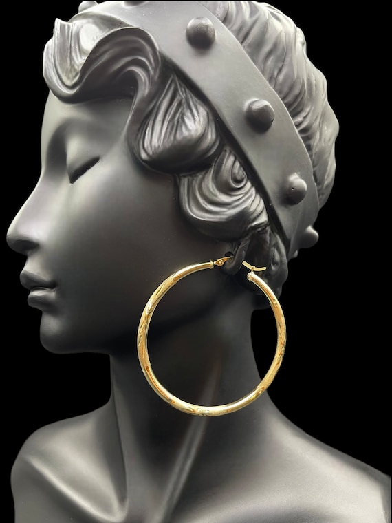 Paar Creolen Creole Ohrringe, 14.5mm, 333 Gold Gelbgold Teilmattiert