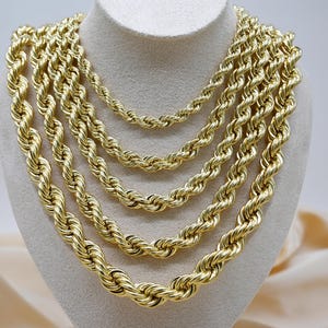 10K Echtgold Seil Kette Halskette - Gedrehte Diamantschliff Kette - 6 MM "bis 10 MM" Kette - Männer und Frauen - Seil Kette - Seil Ketten Halskette