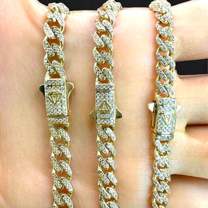 14K Real Gold Miami Cuban Link- Iced Cuban  Chain - Necklace Yellow Gold- Real Stylish Cylinder Chain for Men/Women
