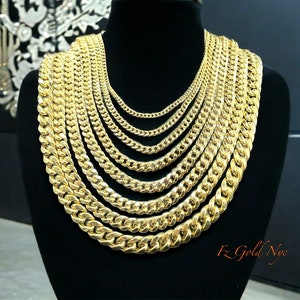 10K Gold Miami Cuban Chain Link Necklace- 10K Gold Chain - Miami Chain Necklace -Real Yellow Gold 16&#39;&#39;18&#39;&#39;22&#39;&#39;24&#39;&#39;Gold Chain for Men - Women