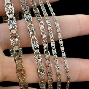 14K SOLID  Gold Valentino Chain -Link Chain Diamond Cut Necklace -Tri Color Gold Mirror Chain -14K Gold Chain -  Chain Necklace- Men / Women