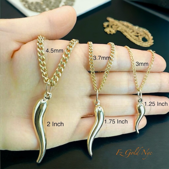Gold Cornicello Pendant Gold Italian Horn Necklace | Lucky