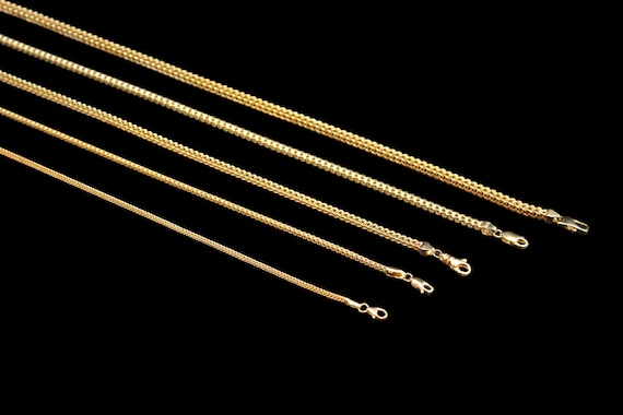 10K Real Gold Franco Chain - 16"/18"/20"/22"/24" length and 1.8MM/2MM/2.5MM/3MM/3.5MM/4MM for Women/Men