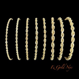 14K Real Gold Rope Chain Bracelet - Twisted Diamound Cut Bracelet -Rope Bracelet-  All Sizes  for Women and Men