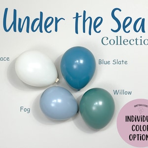 Blue Balloons, Baby Shower, Ivory, Dusty Blue, Slate Blue, First Birthday, Under the Sea, Fishing, Ocean Party