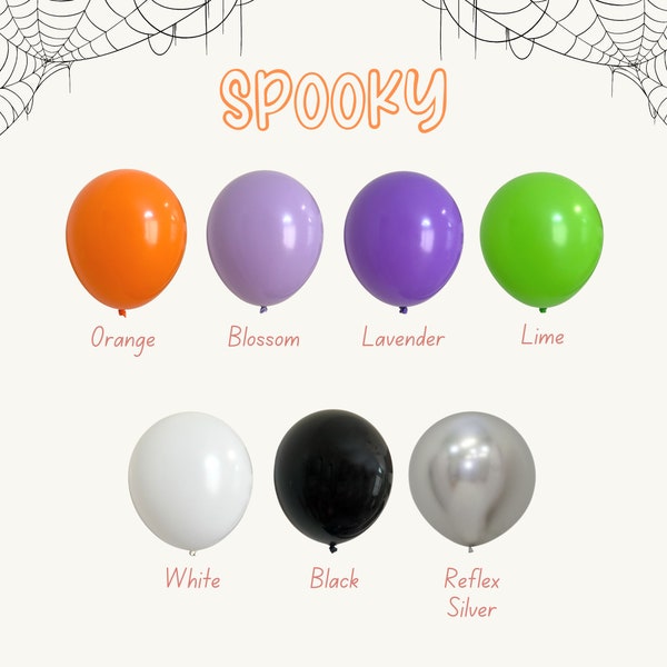 Halloween Balloons | Purple, Green, Orange Balloons | DIY Balloon Garland | Silver Balloons | Spooky