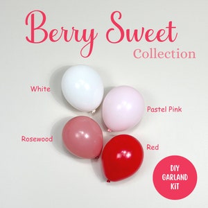 Pink DIY Balloon Garland Kit, Baby Shower, White, Pastel Pink, Red, First Birthday, Berry Sweet One, Bachelorette, Strawberry, Bridal Shower