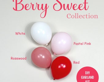 Pink DIY Balloon Garland Kit, Baby Shower, White, Pastel Pink, Red, First Birthday, Berry Sweet One, Bachelorette, Strawberry, Bridal Shower